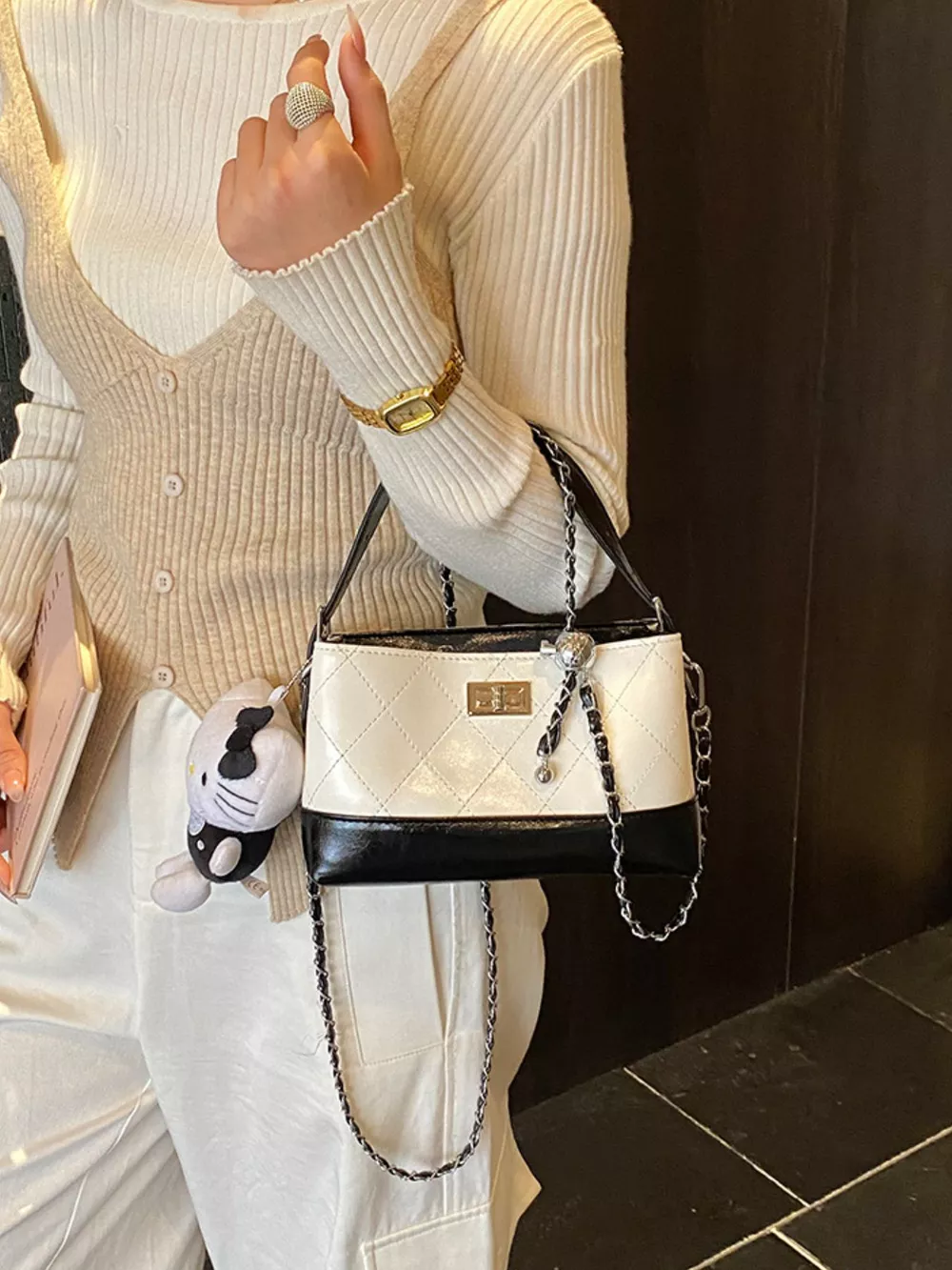 Quilted Chain Crossbody Bag, image 3