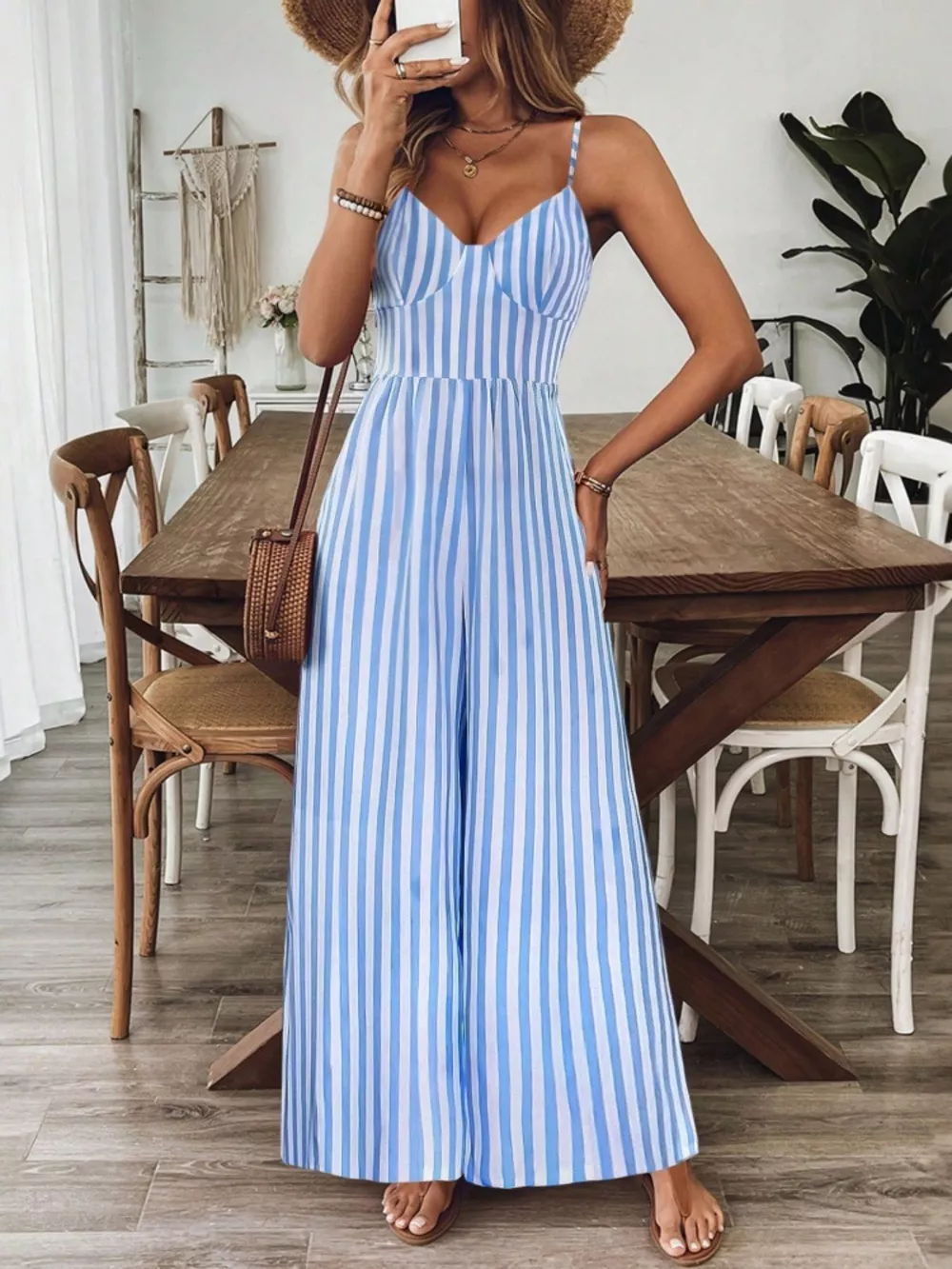 Spaghetti Strap Wide Leg Jumpsuit, image 11