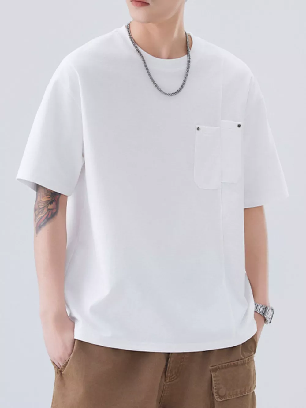 Men's Plus Size Round Neck Short Sleeve T-Shirt, image 9