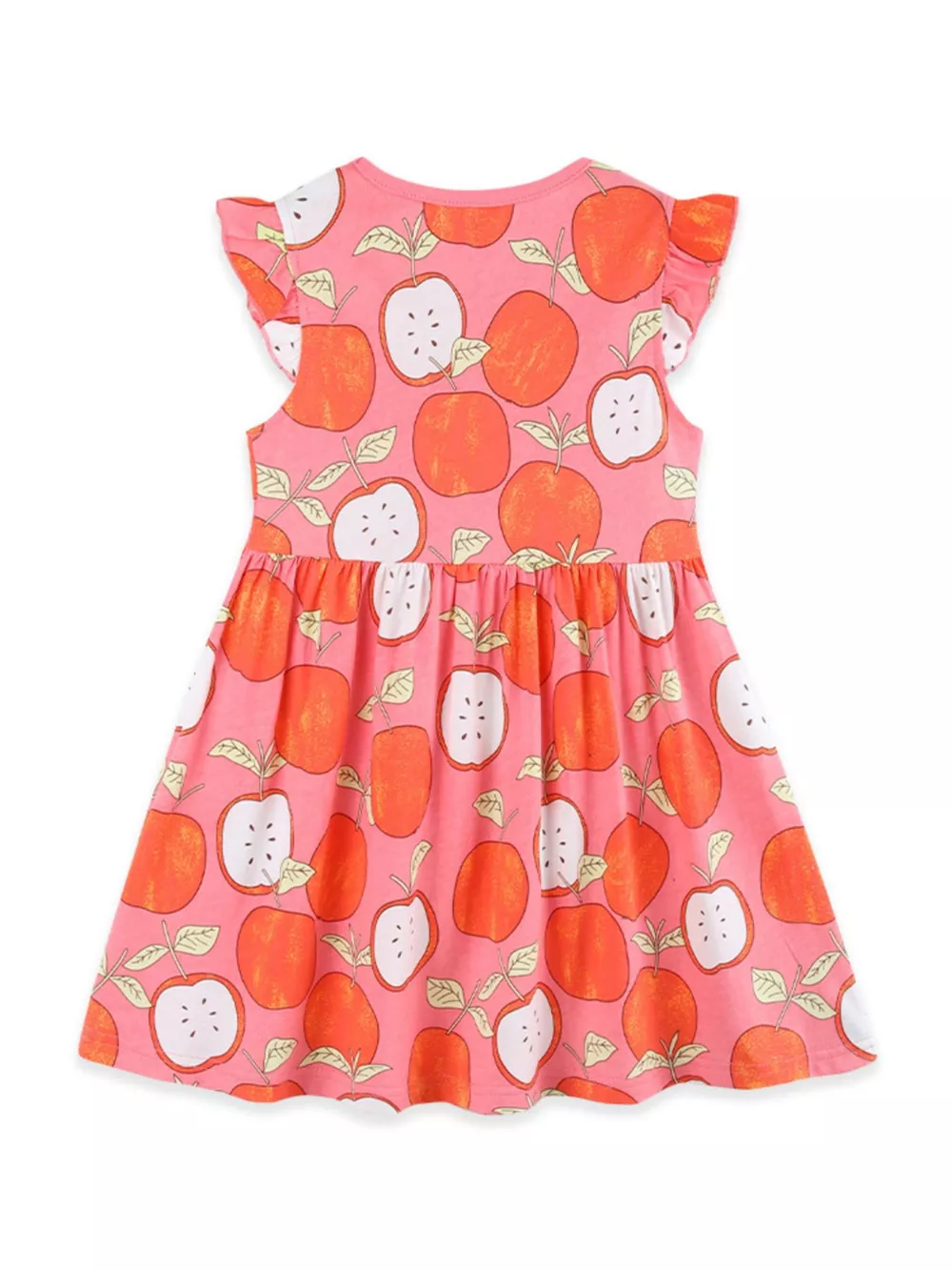 Children's Apple Print Ruffle Sleeve Casual Dress, image 5