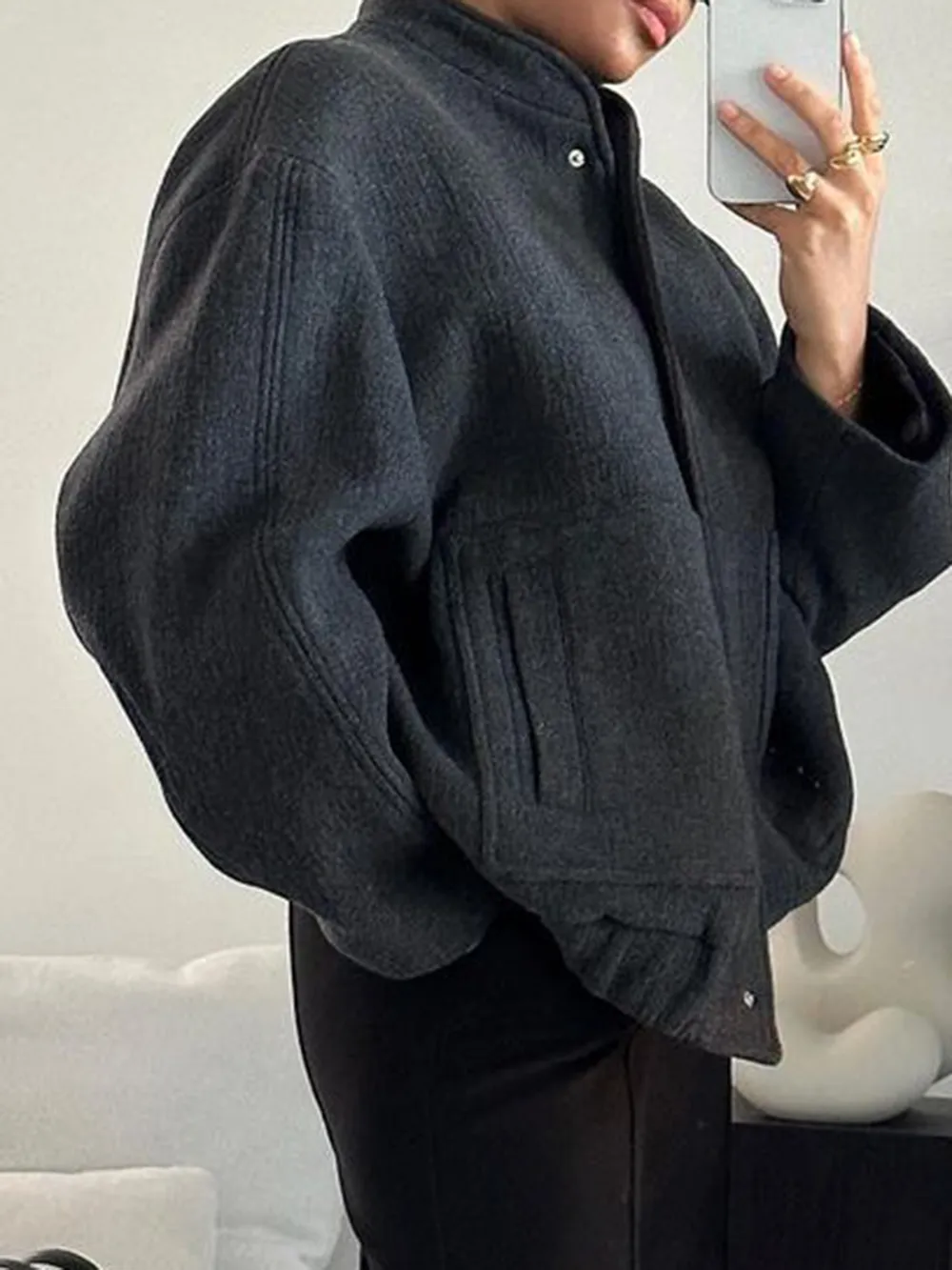 Full Size Snap Down Drop Shoulder Jacket, image 14