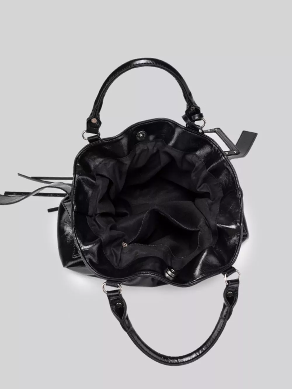 Patent Leather Ruched Crossbody Bag with Detachable Card Holder, image 9