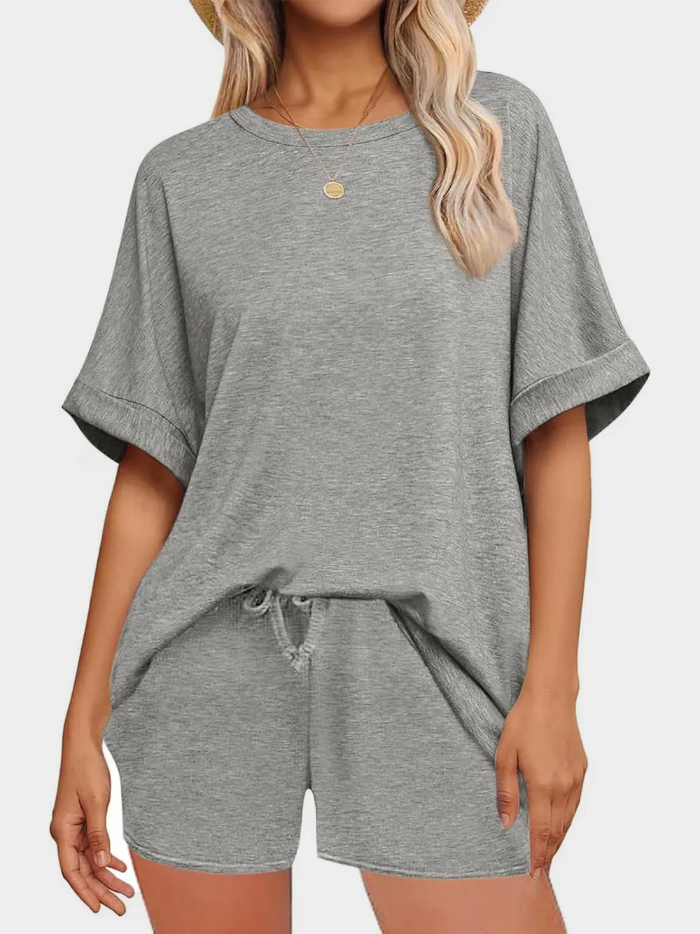 Round Neck T-Shirt and Drawstring Shorts Set, image 11