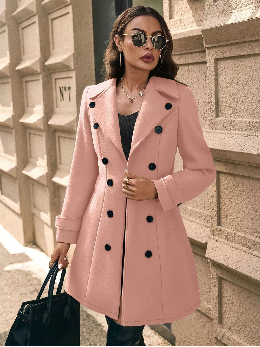 Double-Breasted Wool Blend Overcoat, image 7