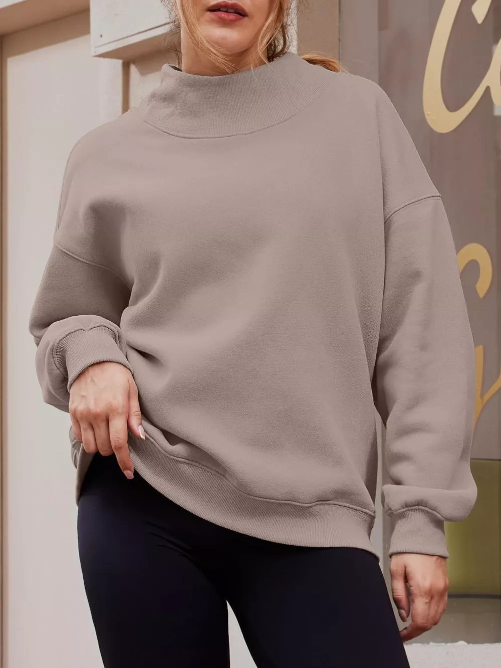 Mock Neck Dropped Shoulder Sweatshirt, image 13