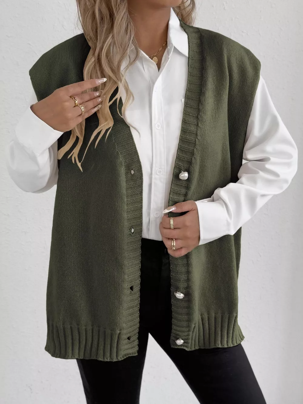 Button-Down Button Up Sweater Vest, image 9