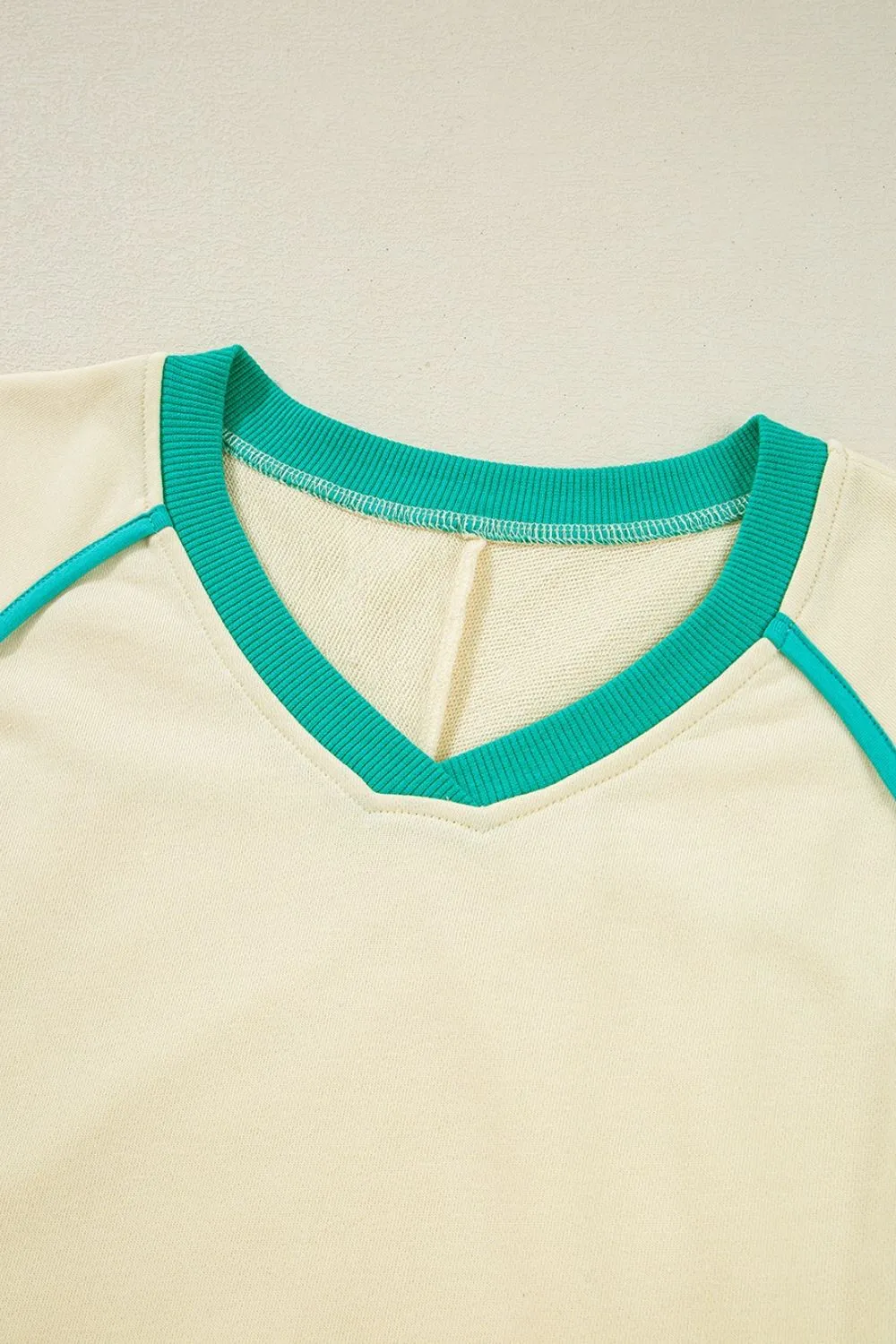 Contrast Round Neck Top and Shorts Set, image 5