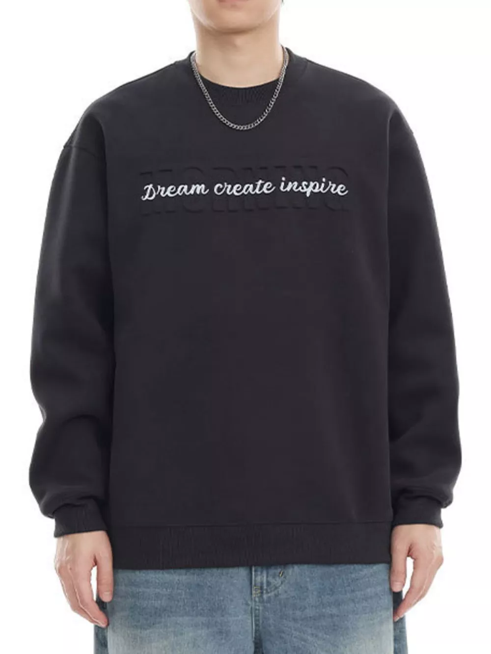 Men's Plus Size Letter Crew Neck Sweatshirt, image 5