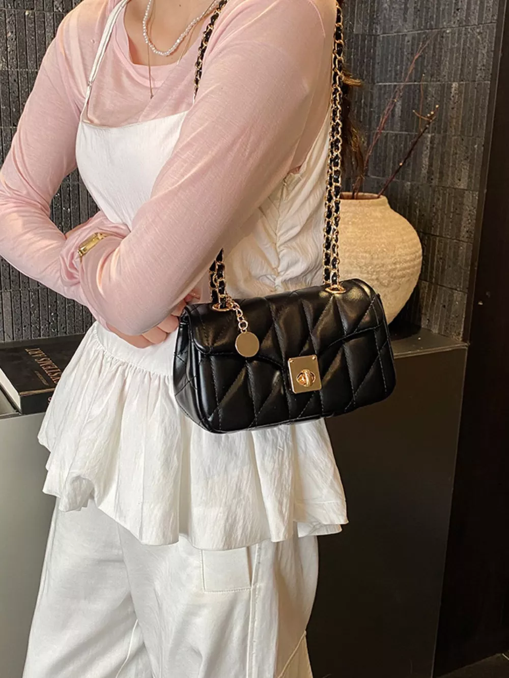 Quilted Chain Shoulder Bag, image 3