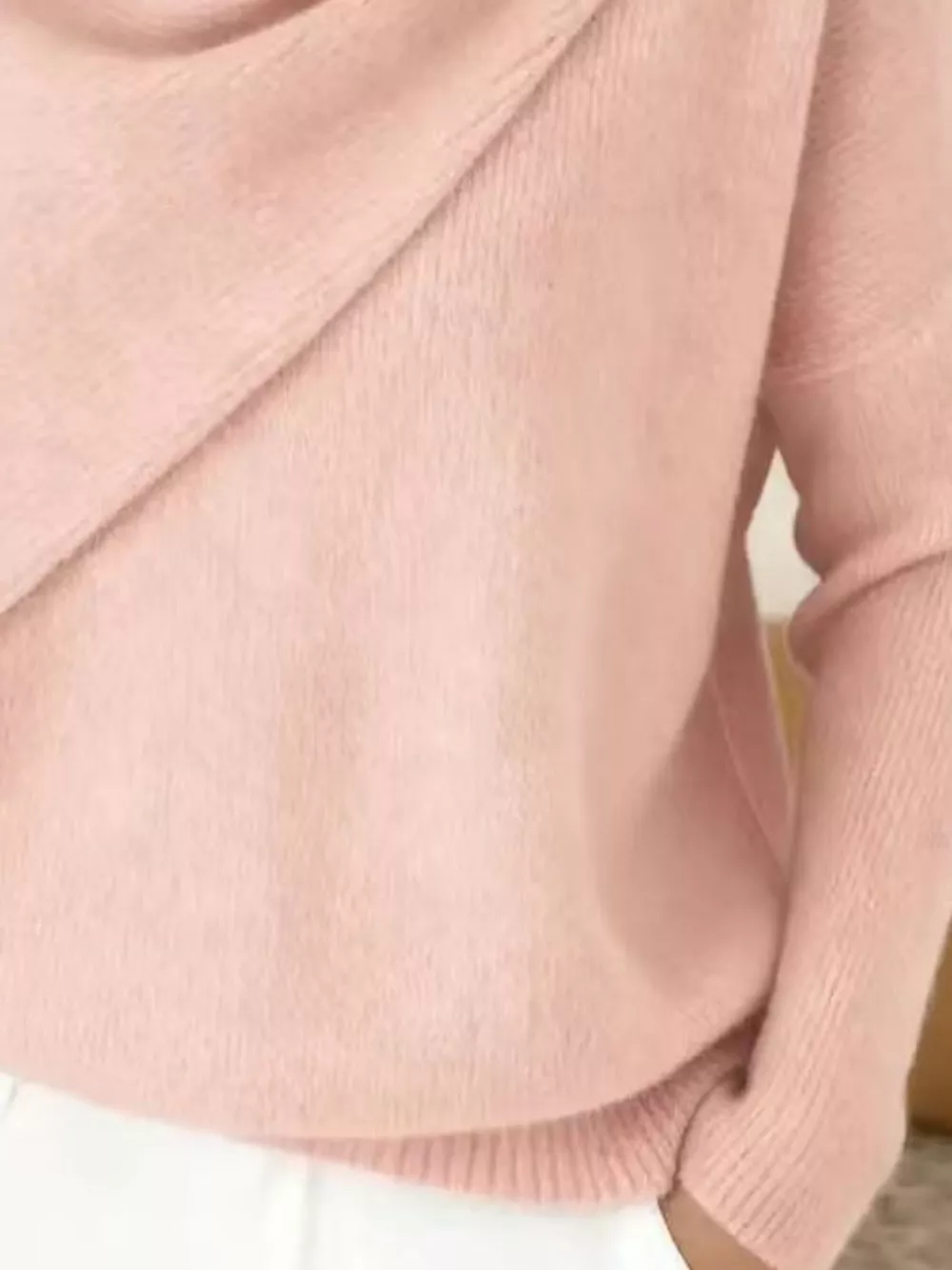 Full Size Solid Color Cowl Neck Sweater Plus Size, image 27