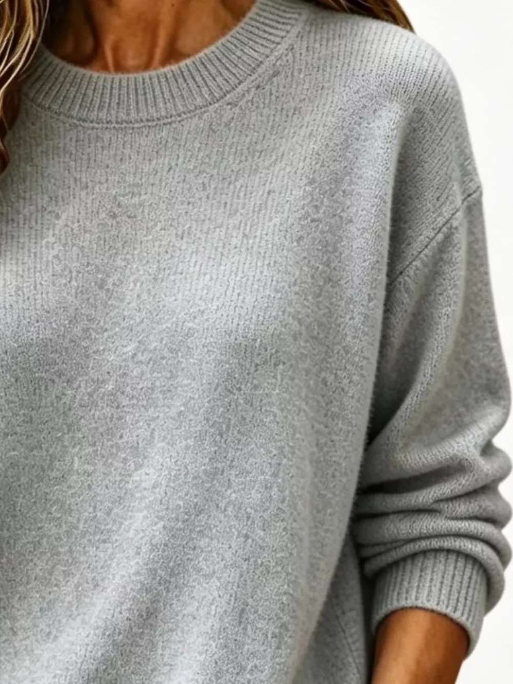 Full Size Round Neck Dropped Shoulder Sweater Plus Size, image 14