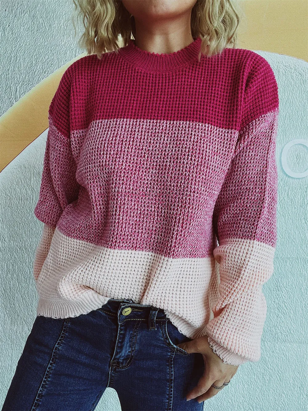Color Block Long Sleeve Sweater, image 15