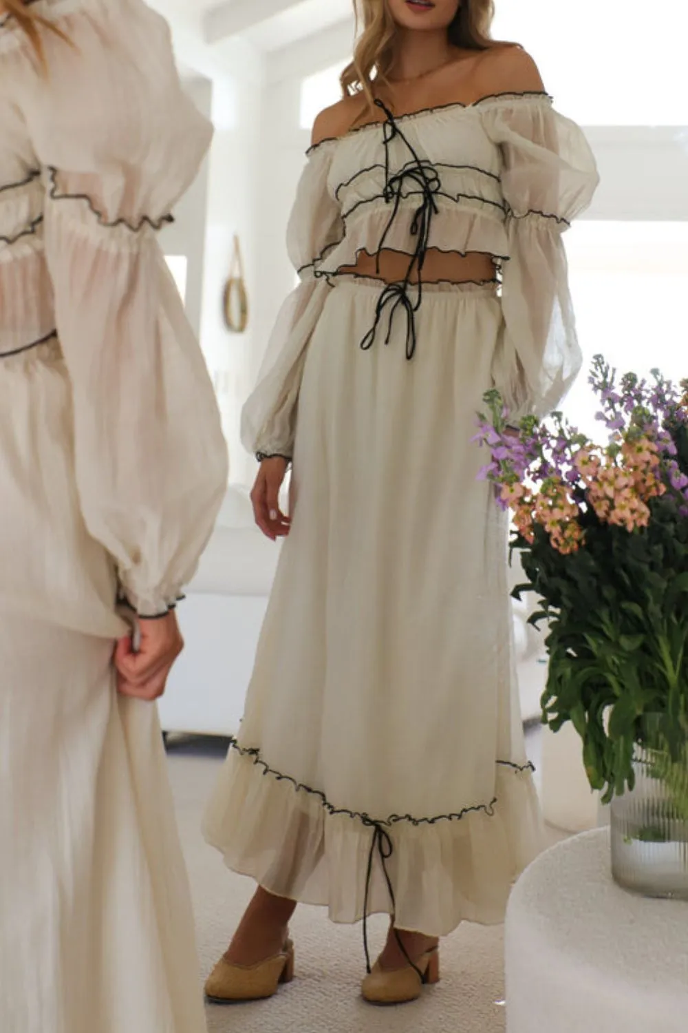 Off-Shoulder Top and Skirt Set, image 6
