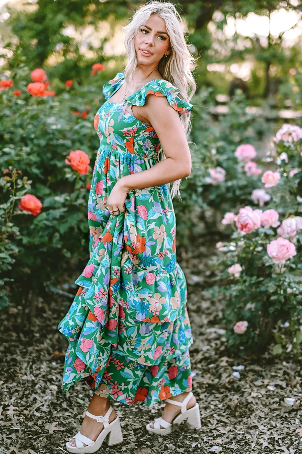 Tiered Ruffled Printed Sleeveless Dress, image 6