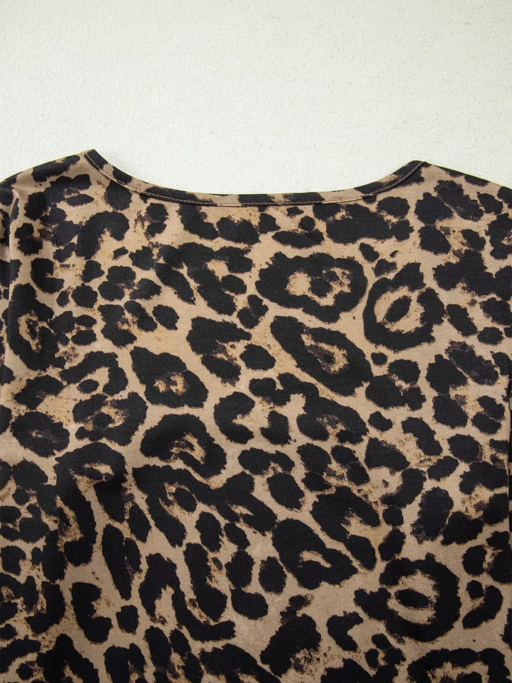 Leopard Print Square Neck Long Sleeve Top, image 9