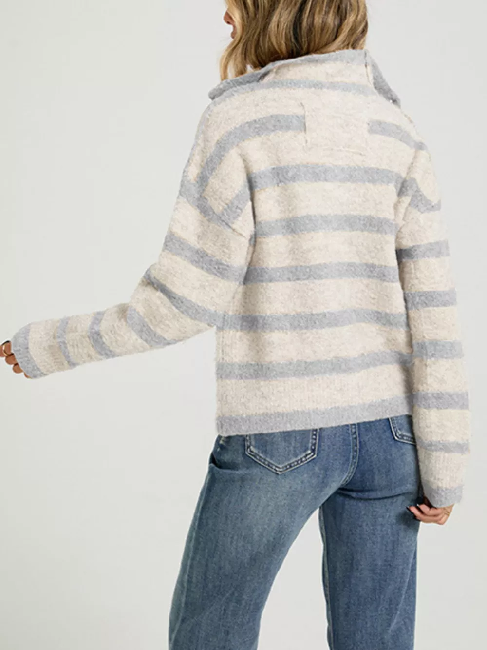 Striped Fuzzy Knit Cardigan, image 8