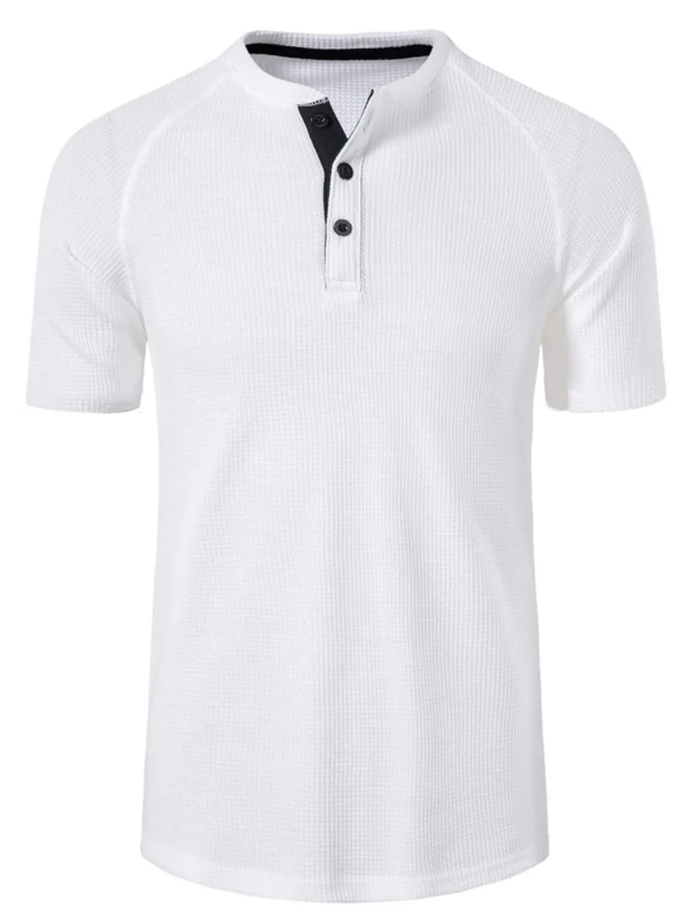 Men's Casual Waffle Knit Henley T-Shirt, image 7
