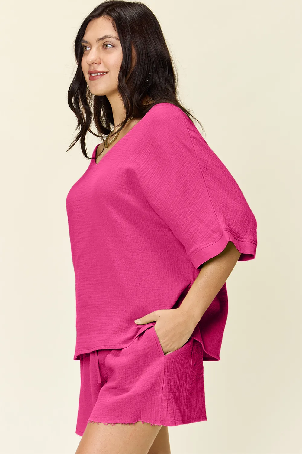 Texture Half Sleeve T-Shirt and Drawstring Shorts Set, image 11