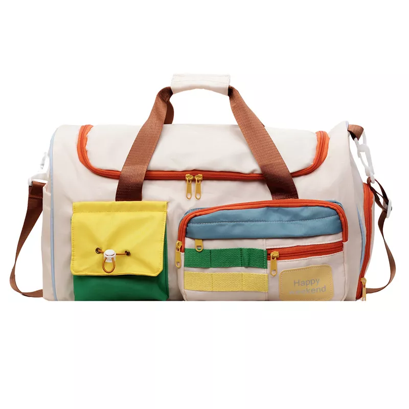Color Block Pocketed Travel Duffel Bag, image 5