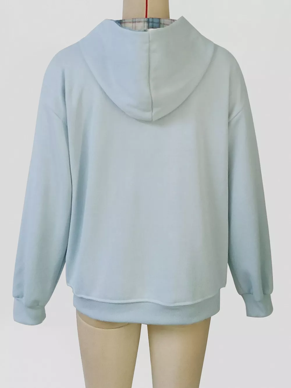 Zip-Up Plaid Lining Hoodie, image 8