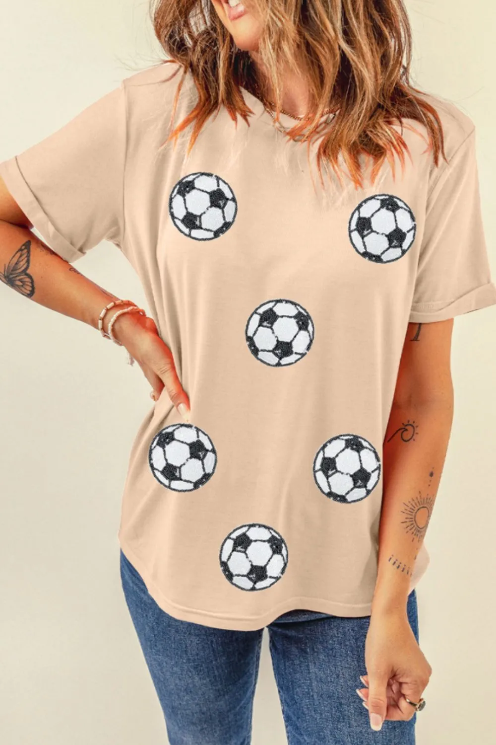 Football Round Neck Short Sleeve T Shirt, image 4