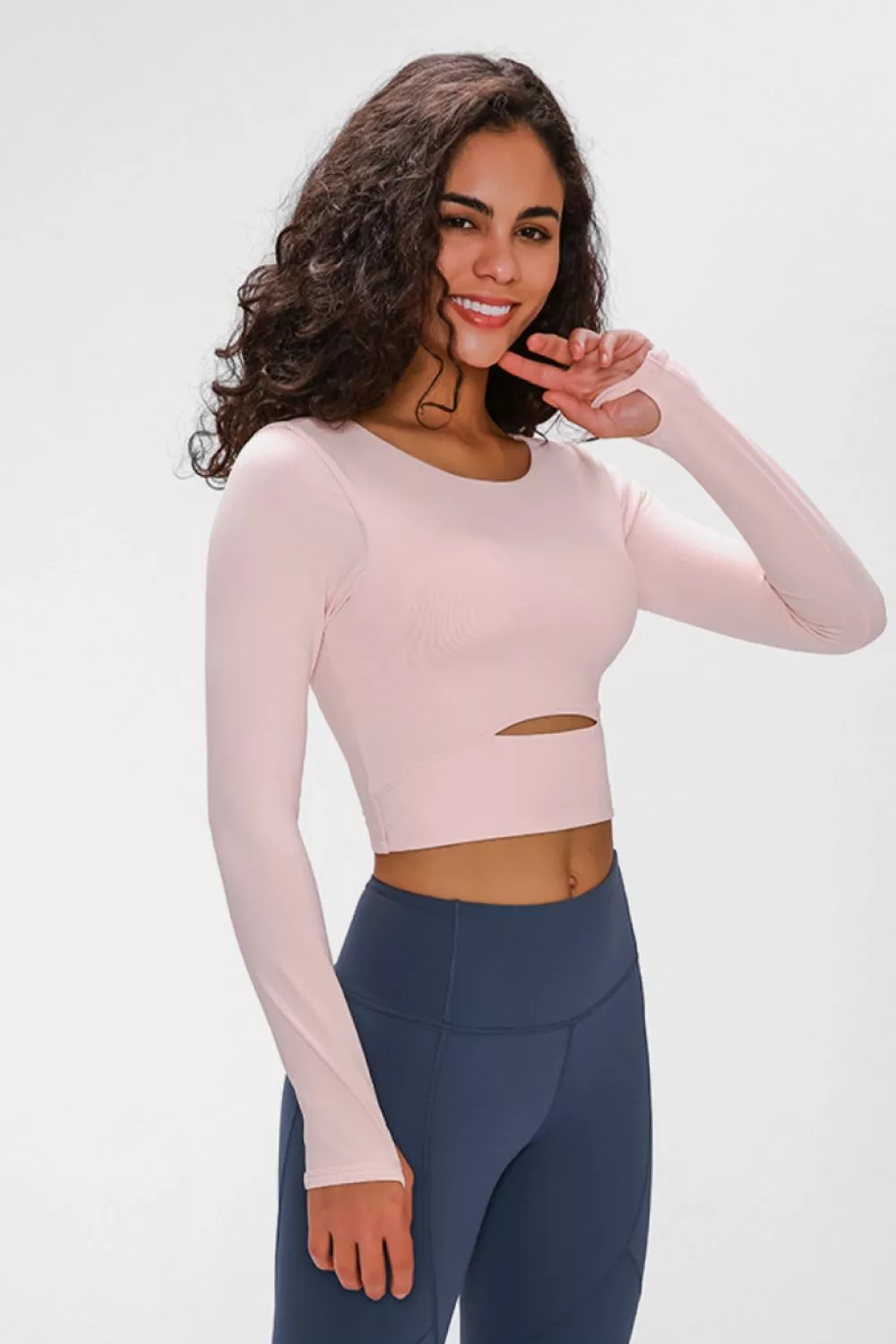 Long Sleeve Cropped Top With Sports Strap, image 7