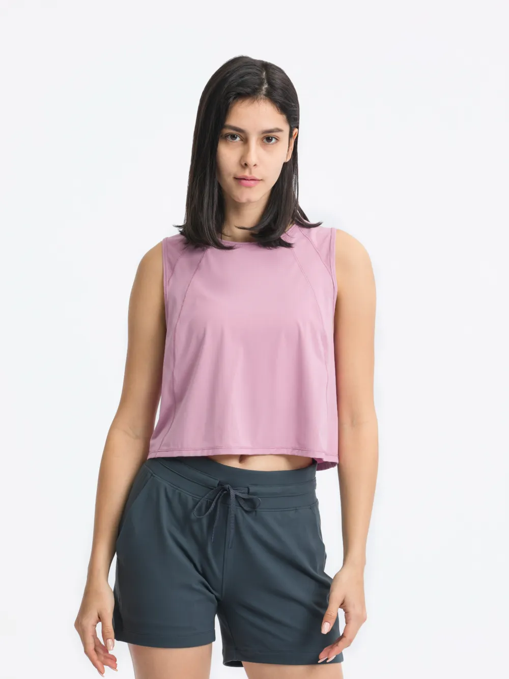 Round Neck Cropped Active Tank, image 20