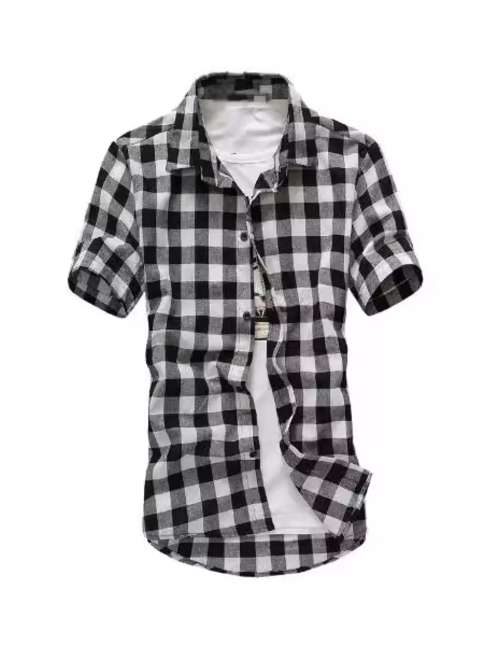Men's Plus Size Casual Short Sleeve Plaid Shirt