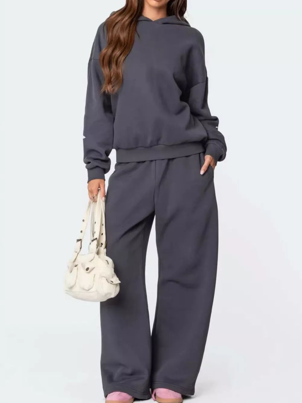 Bow and Heart Dropped Shoulder Hoodie and Pants Set, image 8