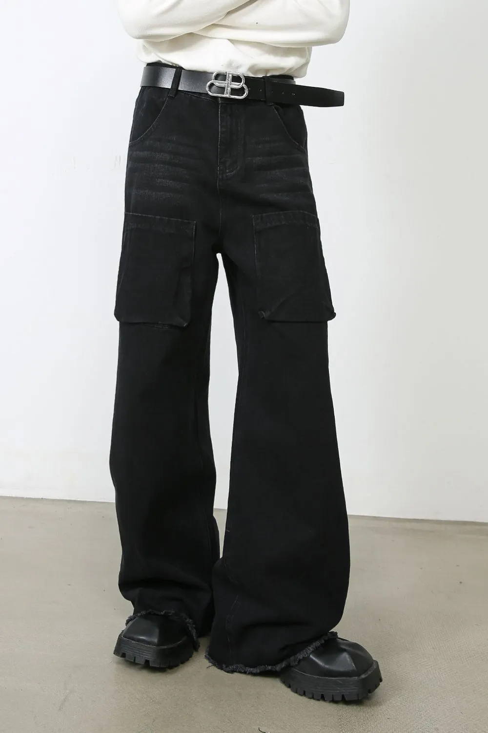 Men's Wide Leg Jeans with Pockets, image 2