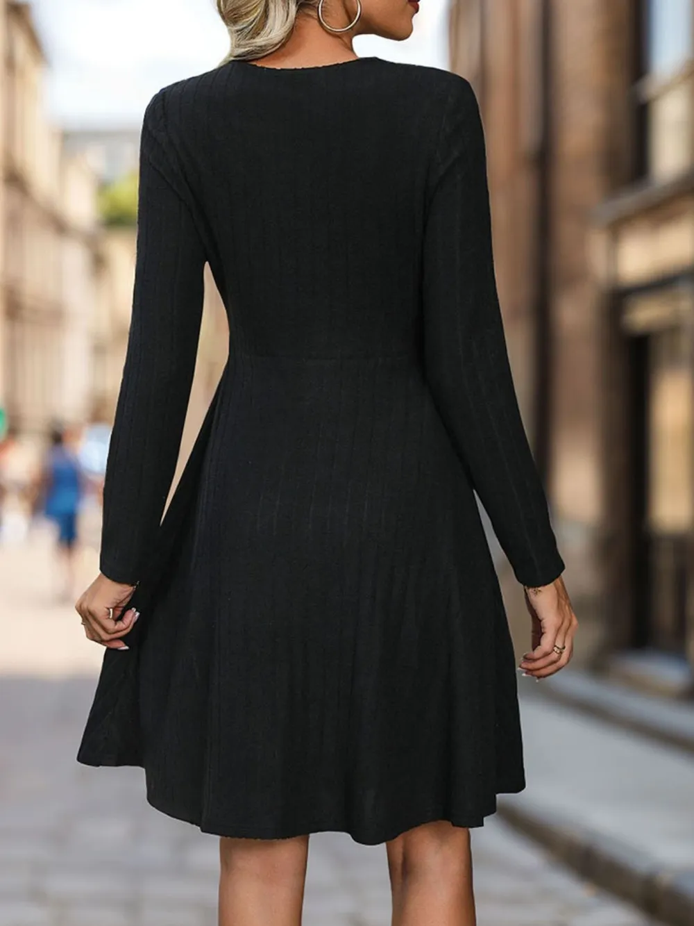 Cutout Long Sleeve Knee Length Dress, image 2