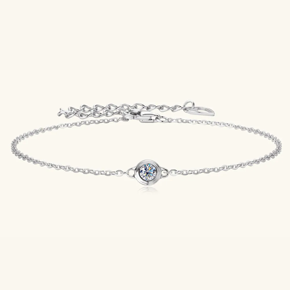Inlaid Moissanite 925 Sterling Silver Bracelet, image 9