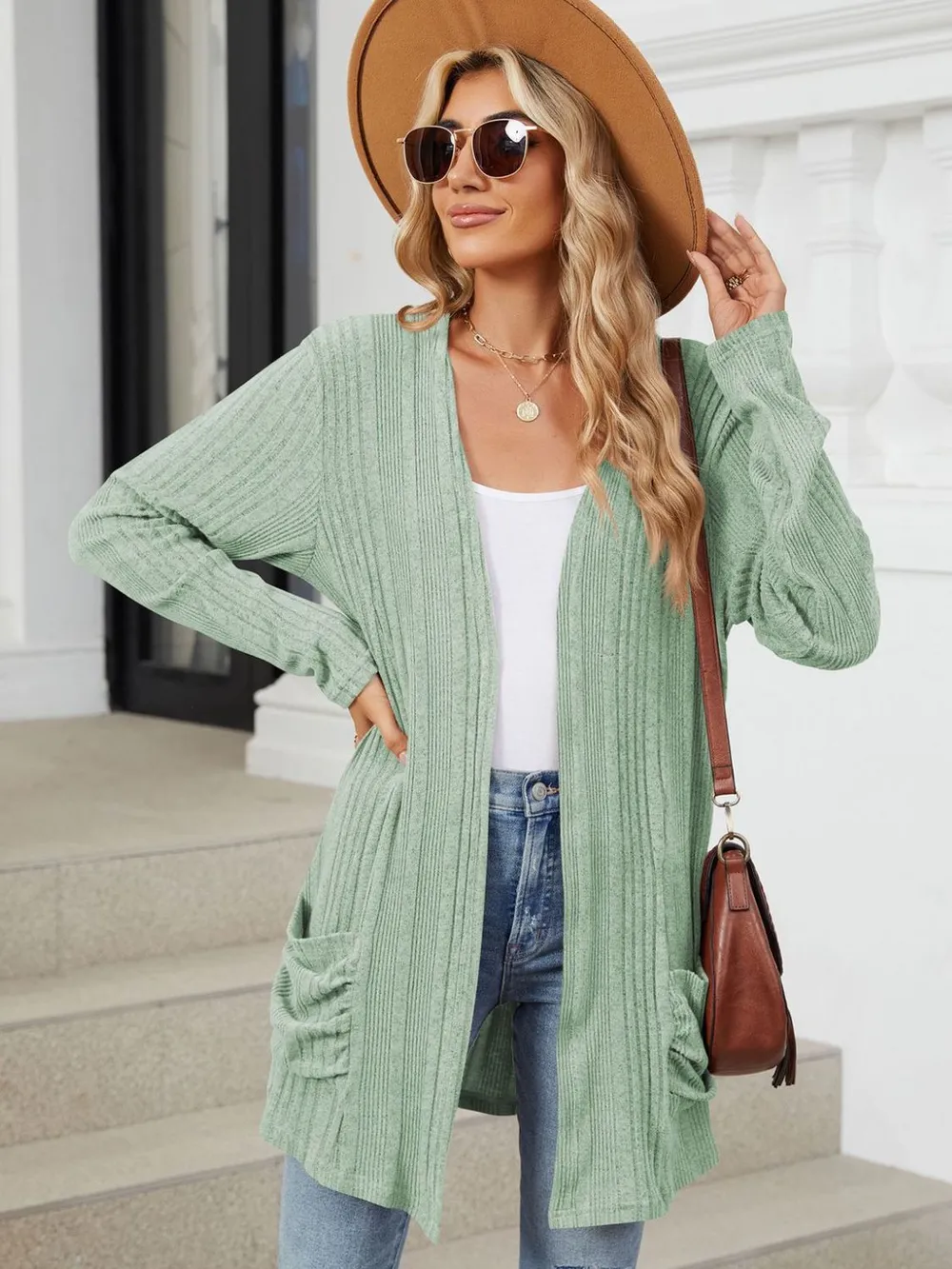 Pocketed Open Front Long Sleeve Cardigan, image 29