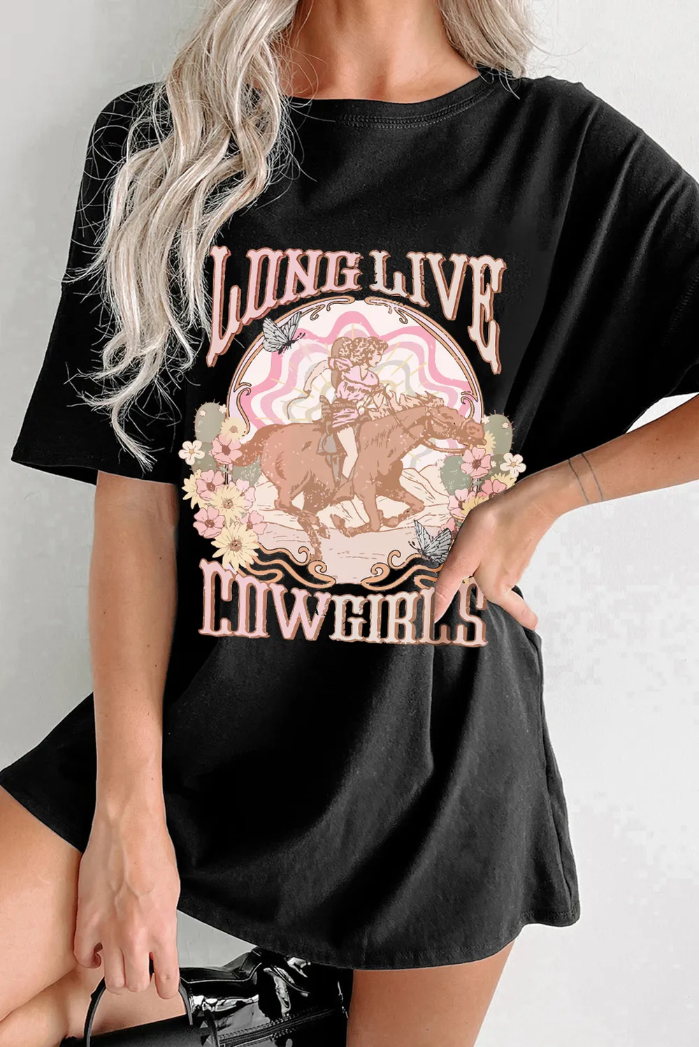 Graphic Round Neck Half Sleeve Oversize T-Shirt, image 3