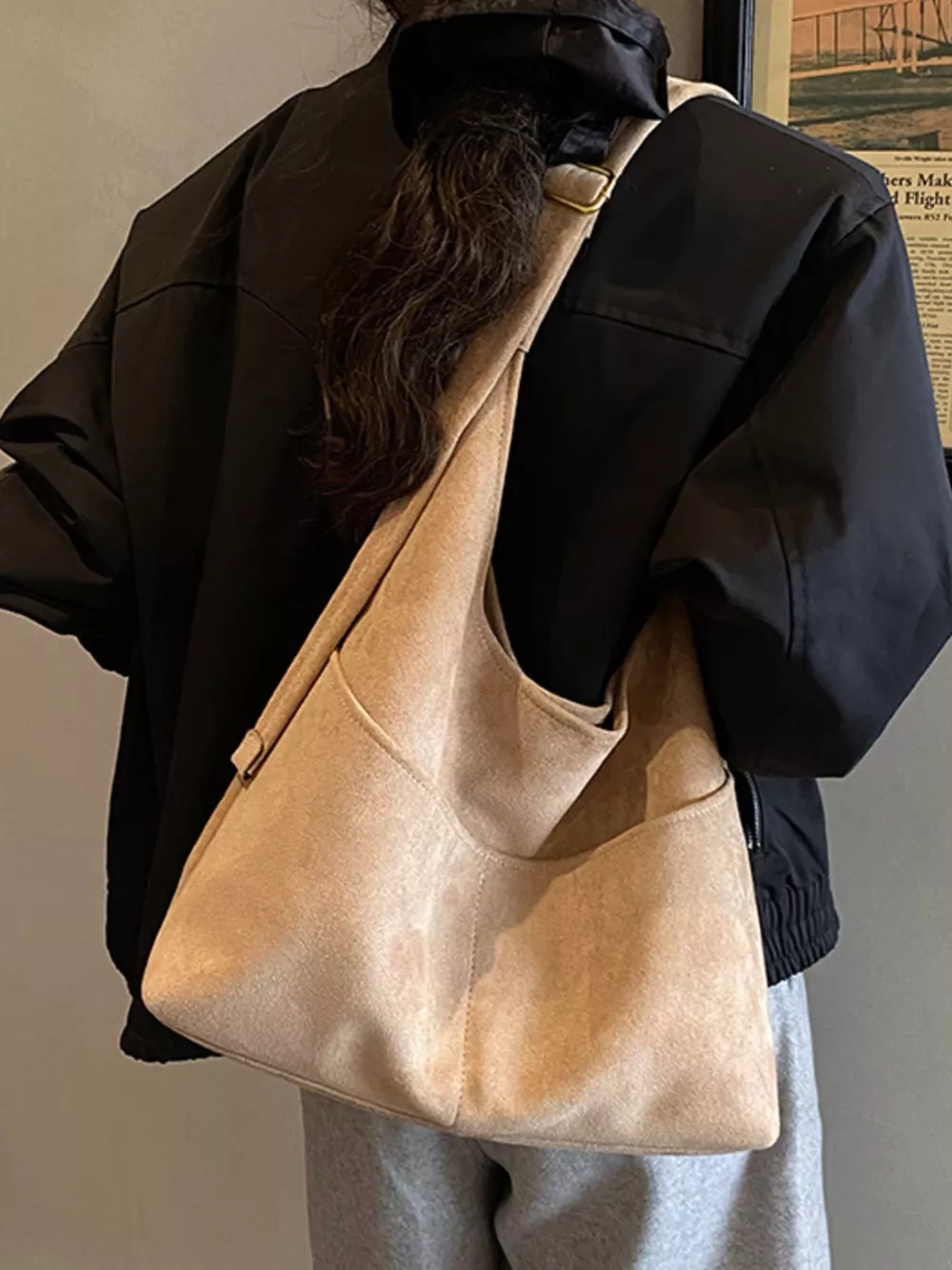Minimalist Suede Shoulder Bag, image 7