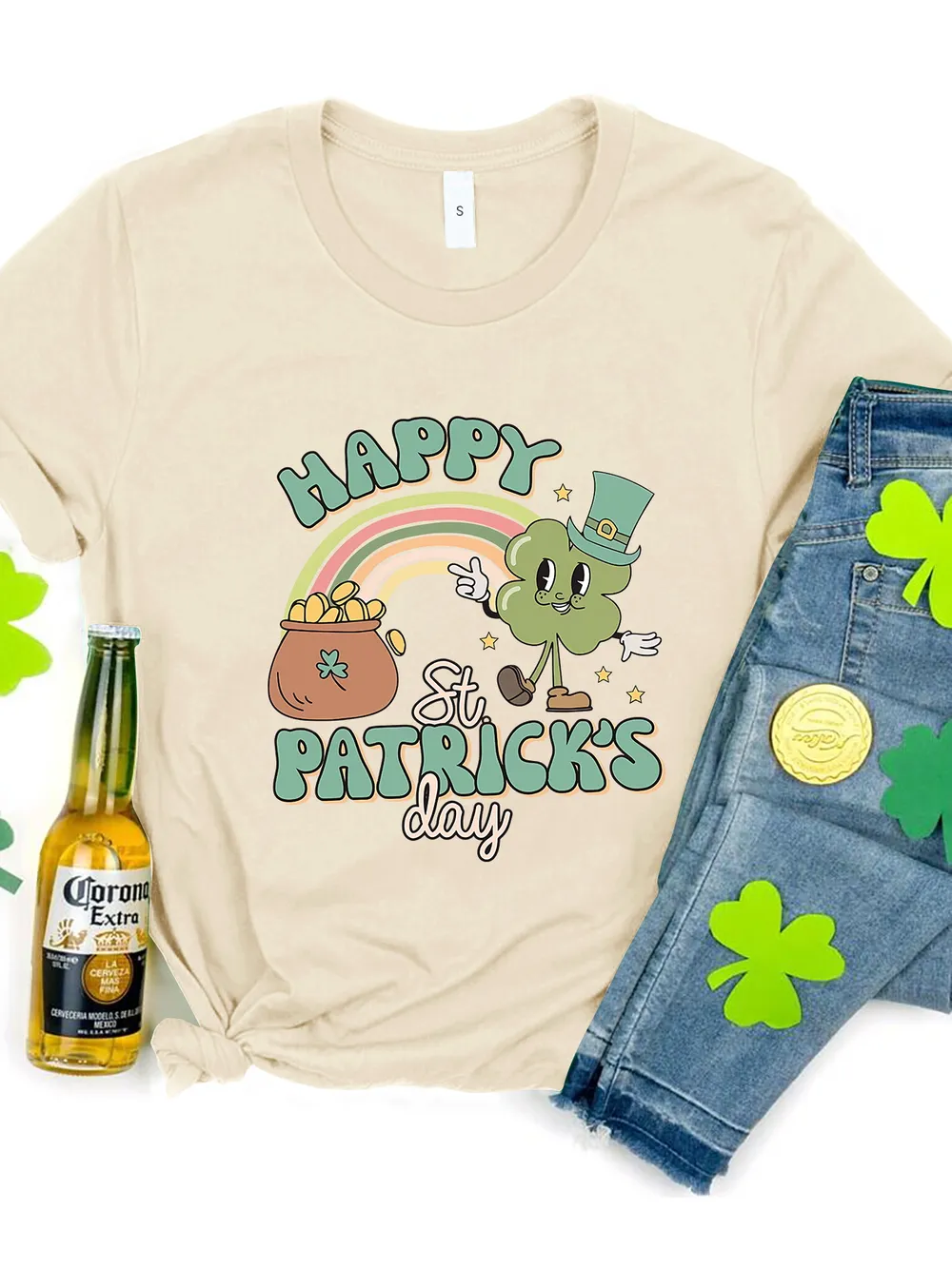 HAPPY ST PATRICK'S DAY Round Neck T-Shirt, image 4
