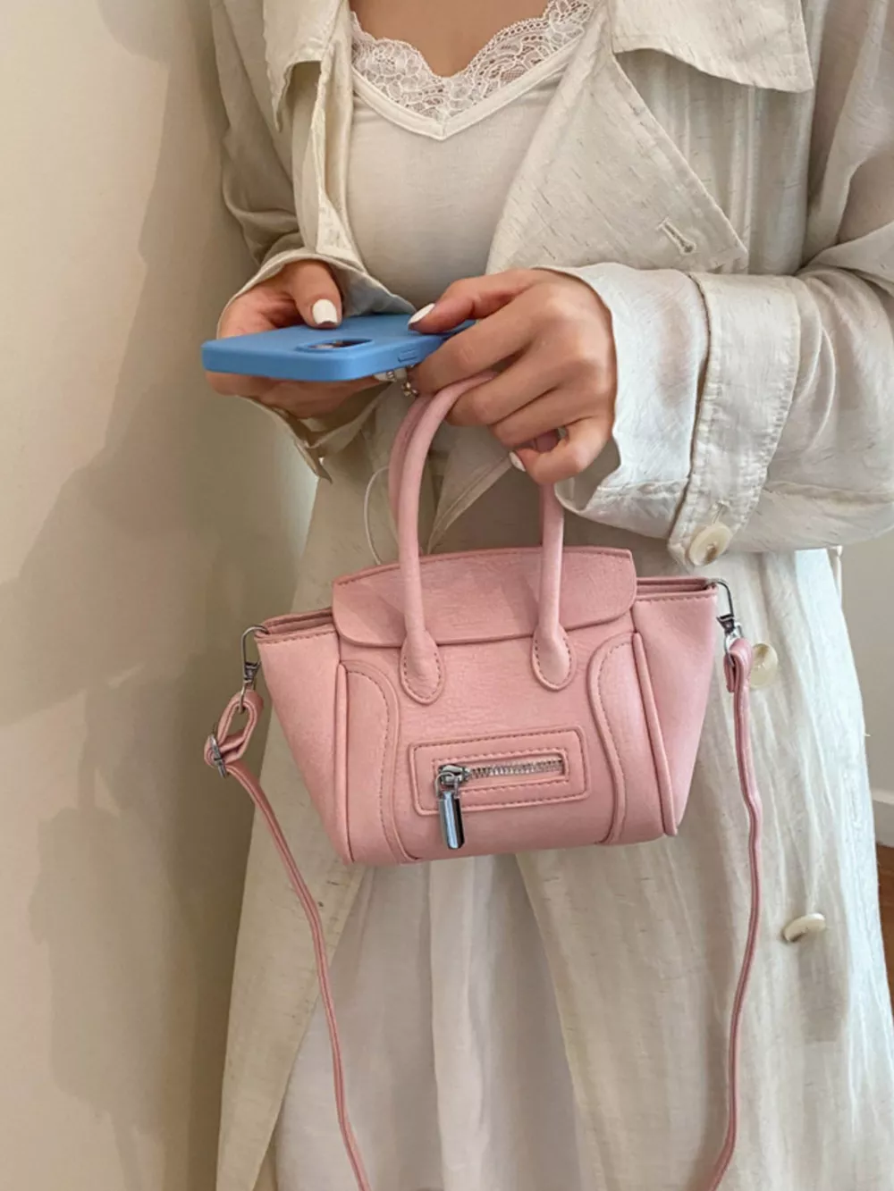 Top Handle PU Leather Crossbody Bag, image 5