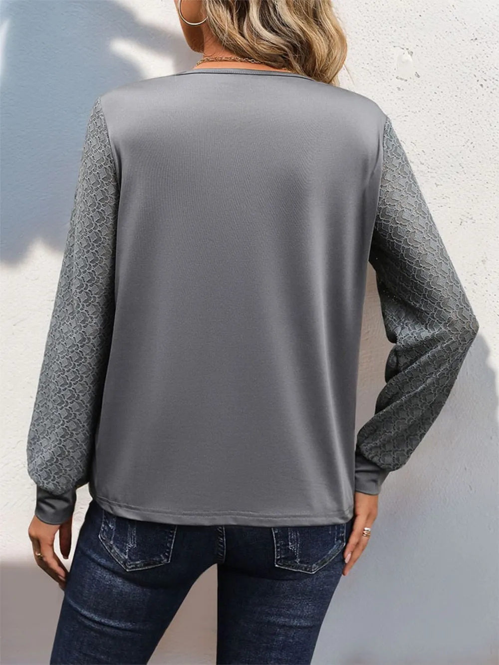 V-Neck Long Sleeve Top, image 2