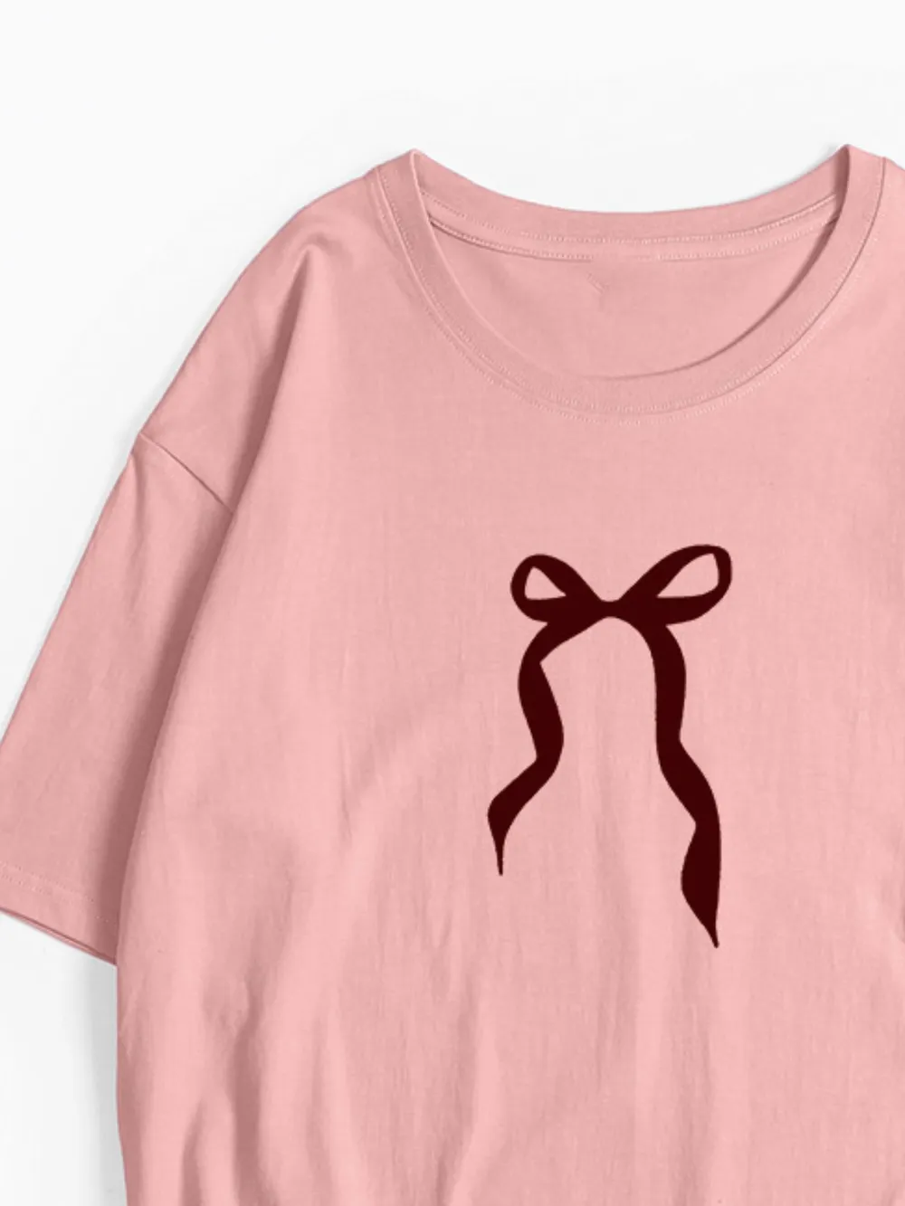 Plus Size Bow Round Neck Short Sleeve T-Shirt, image 13