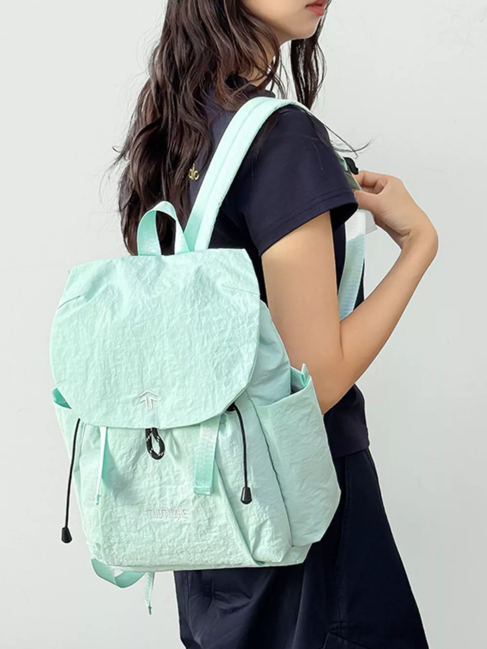 Lightweight Crinkled Backpack Bag, image 5