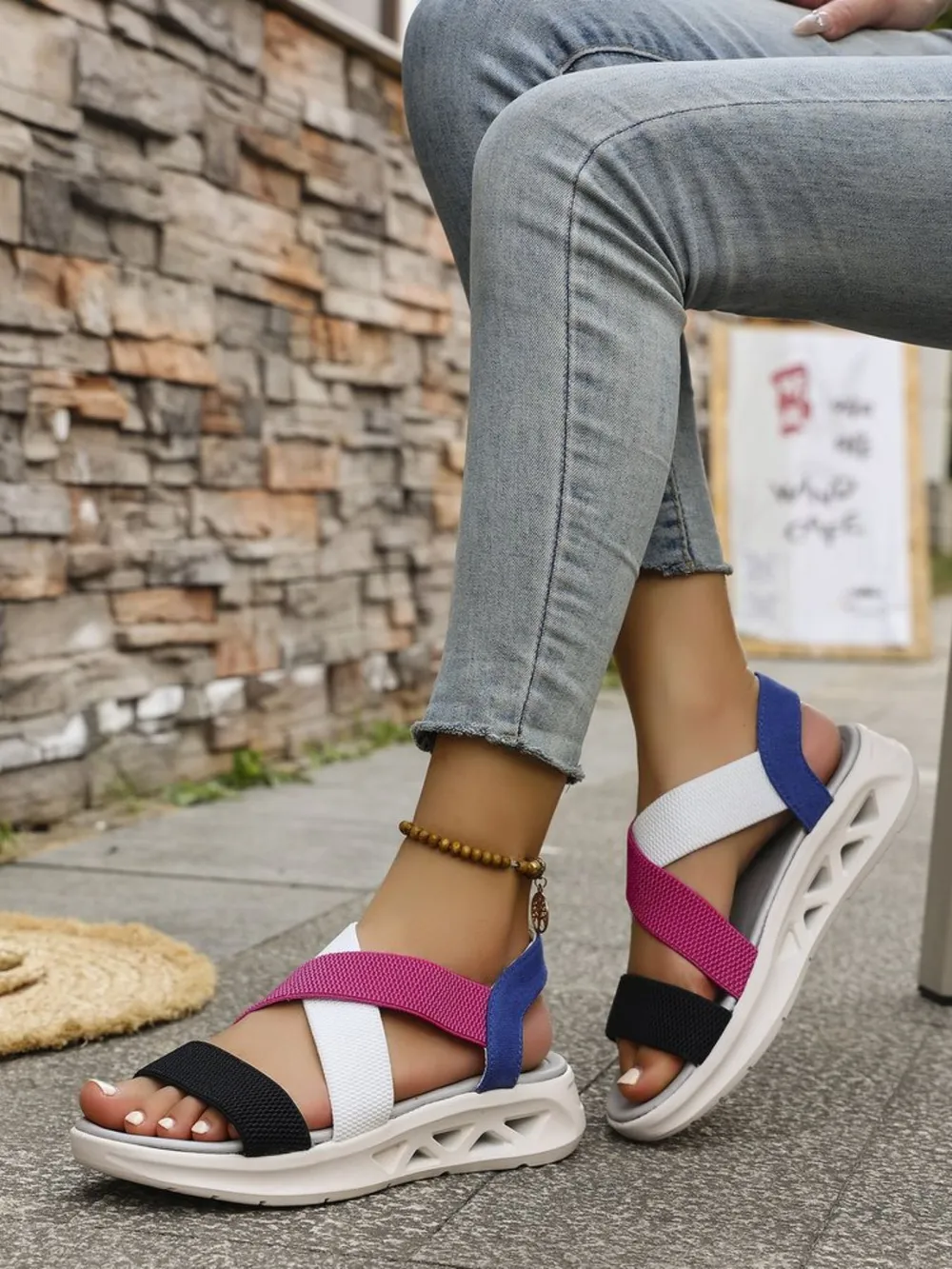 Crisscross Open Toe Platform Sandals, image 2
