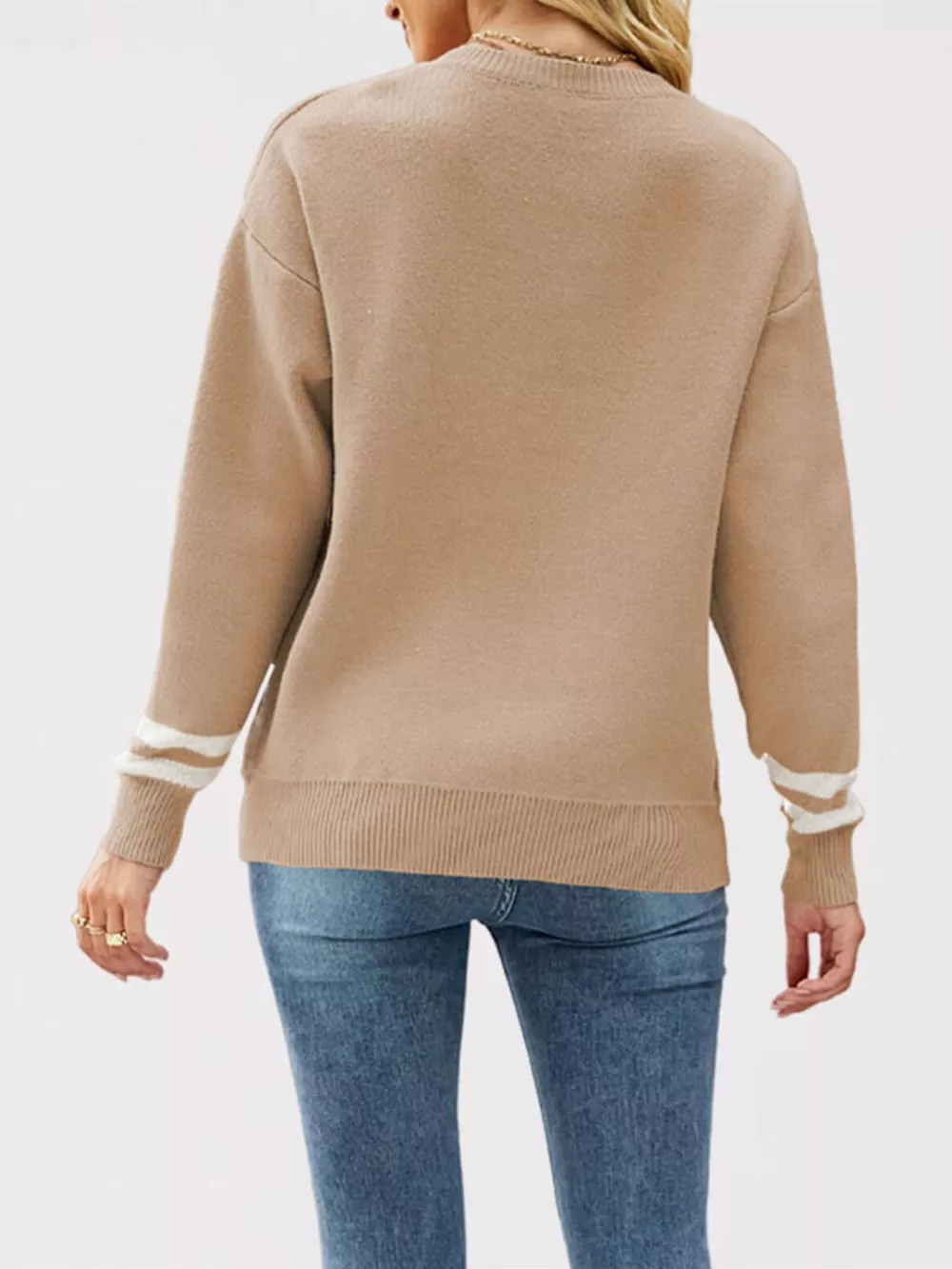 Letter Crew Neck Dropped Shoulder Sweater, image 9