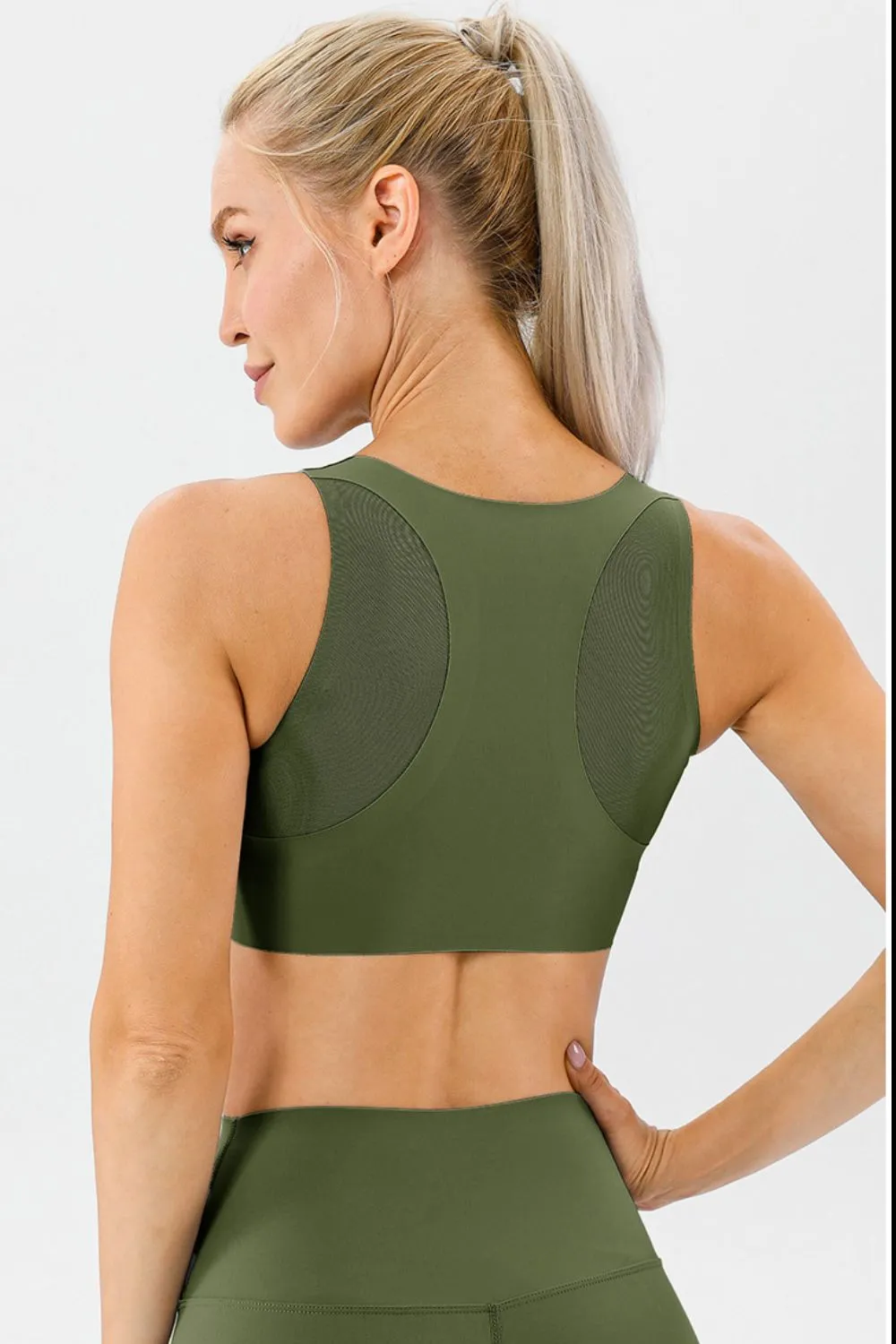 Round Neck Wide Strap Active Bra, image 12