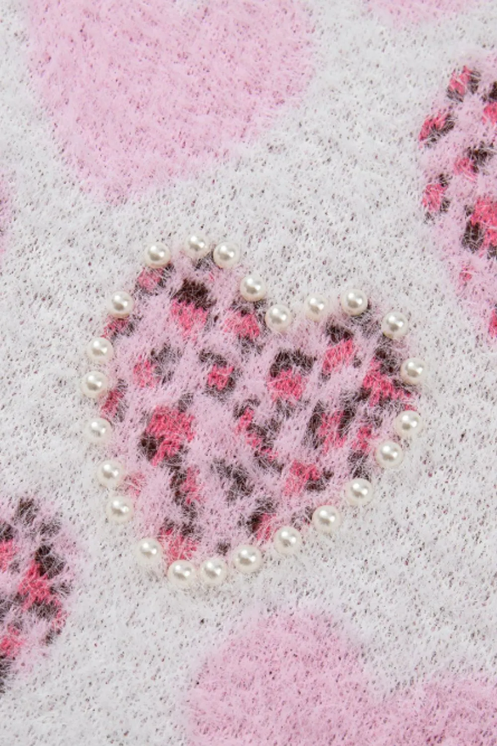 Pearl Detail Heart Round Neck Sweater, image 7