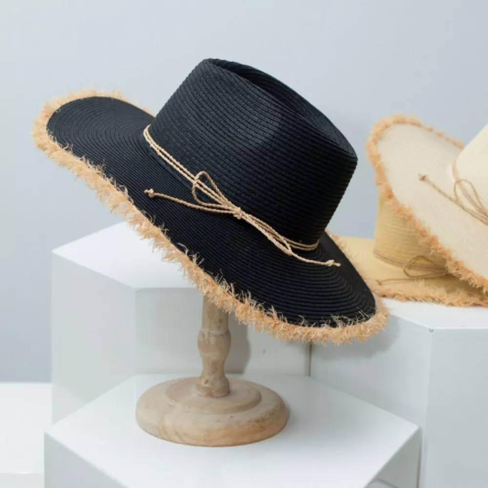 Frayed Brim Straw Hat, image 3