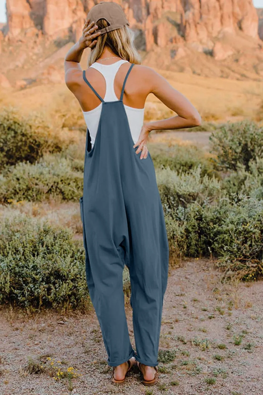 Full Size V-Neck Sleeveless Jumpsuit with Pockets, image 15
