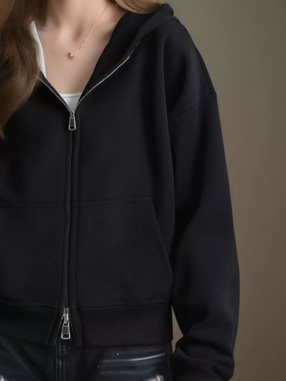 Full Size Casual Zip-Up Long Sleeve Hoodie Plus Size, image 11