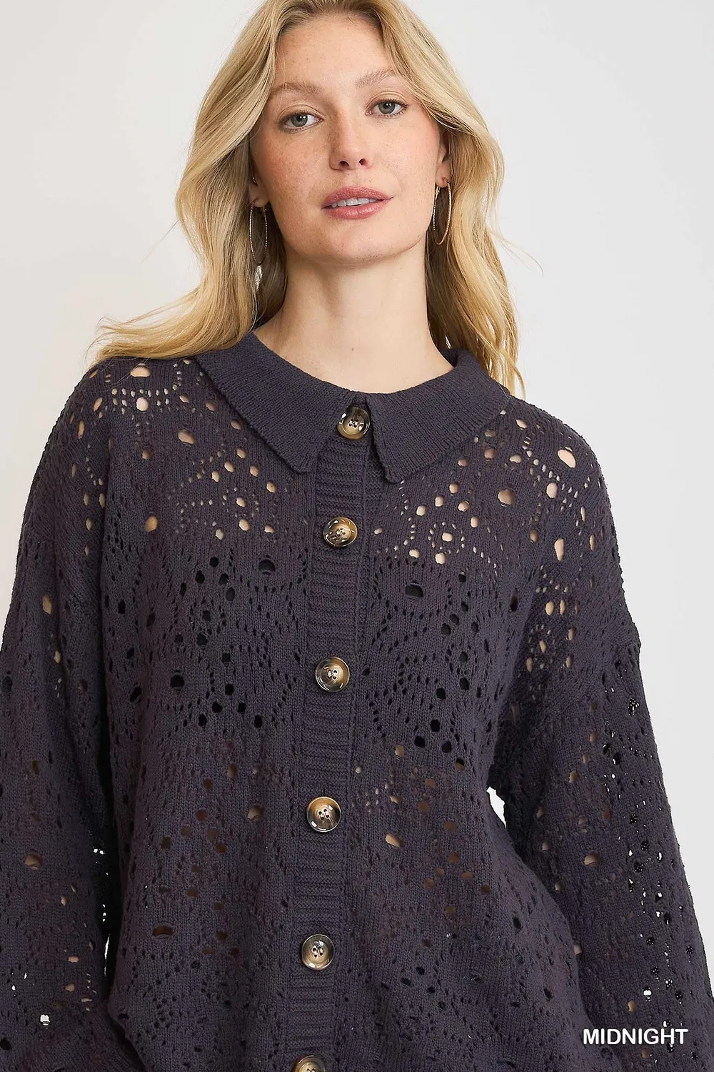 Hollow Out Button Down Cardigan, image 3