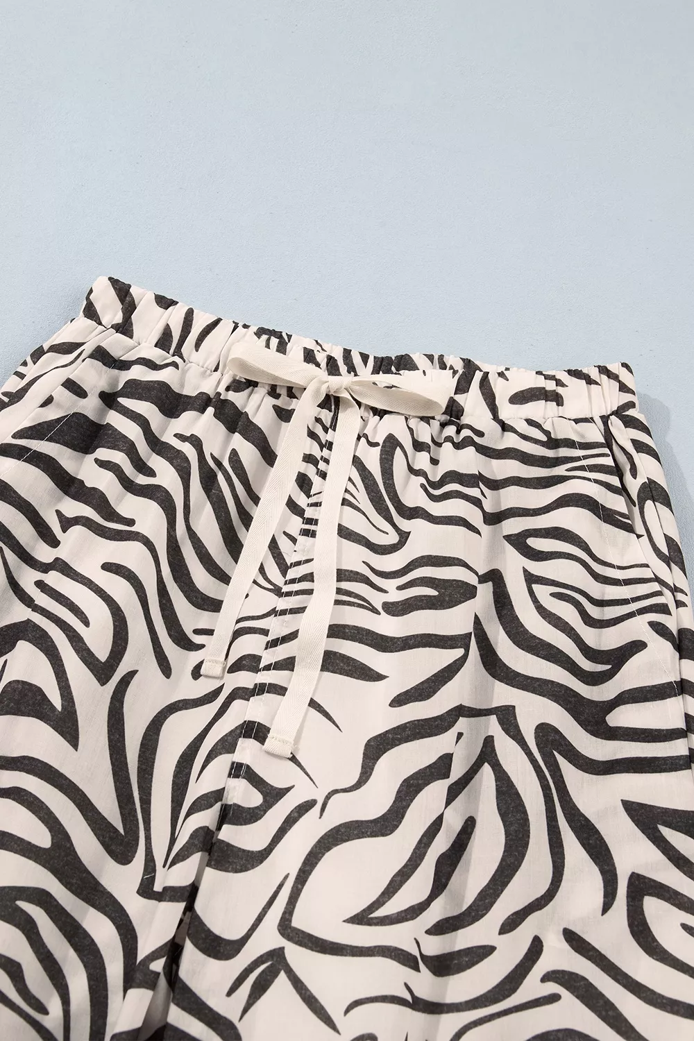 Multicolour Western Print Zebra Pattern Elastic Waist Pocket Pants, image 10