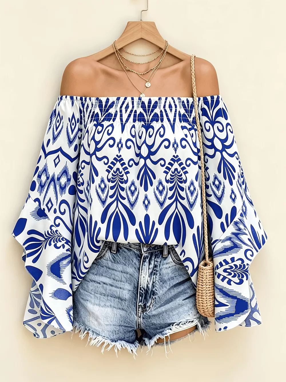 Printed Off Shoulder Blouse, image 11